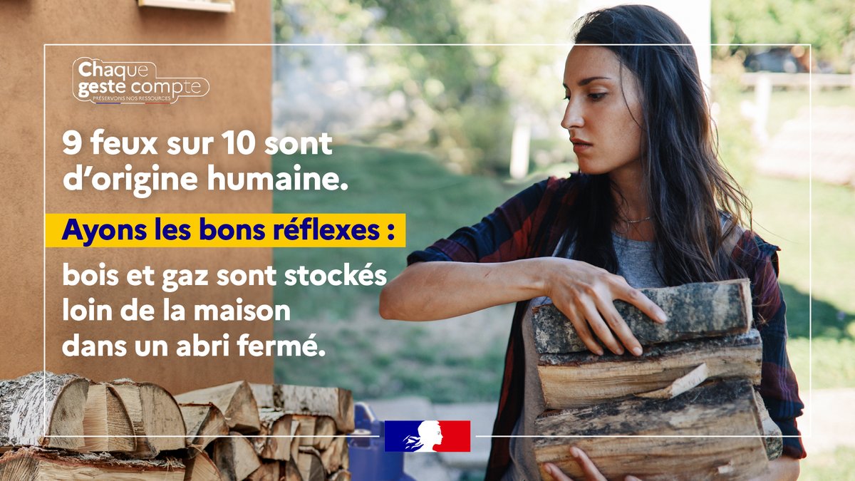 #ChaqueGesteCompte | 🔥
Ayons les bons réflexes pour prévenir les départs de feux.

🪵 Stocker les matériaux et produits inflammables (bois, bouteilles de gaz) dans un abri fermé, éloigné de l’habitation.
➡ urlz.fr/iJWH

#tarnetgaronne #feux <a href="/sdis82/">SDIS 82</a>