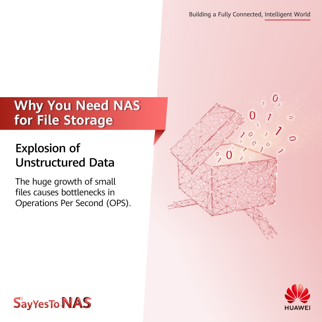 Huawei_ME's tweet photo. Fast-growing #unstructureddata causing #IT headaches? Let us help. Huawei's #OceanStorDorado #AllFlash #NAS takes the stress out of storing and managing mass small files with scale-out to 32 controllers, increasing OPS linearly. #SayYesToNAS https://t.co/thRP7tRb7V https://t.co/LawSOLPijE