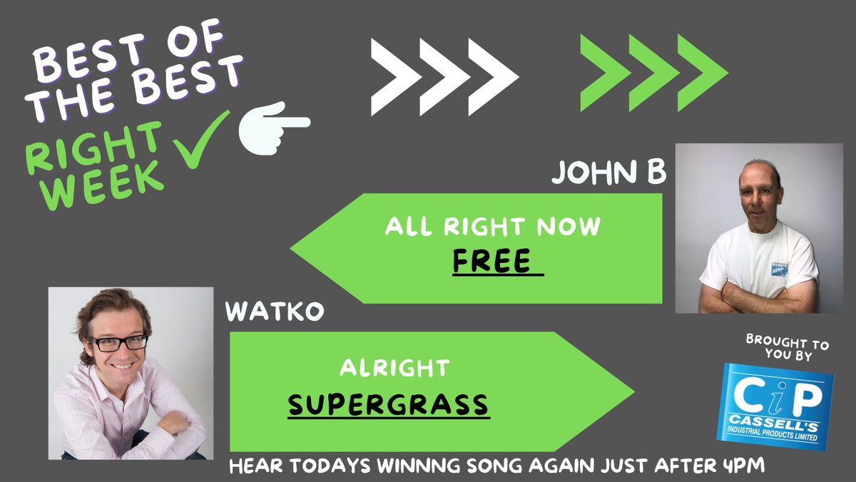 Mansfield1032's tweet photo. Best Of The Best and this weeks theme is all things "Right" ➡️ 
But who has the winning song for day 4? ➡️ 

#bestofthebest #right #mansfield #radio #haveyoursay https://t.co/8GCrNagDfm