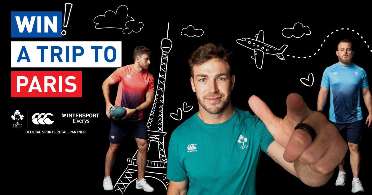 WIN a Trip to Paris! ☘️ As official sports retail partner of Irish Rugby, Elverys are giving 2 lucky people the chance to win a trip of a lifetime to Paris ✈️ Learn more bit.ly/3OmGBsu
