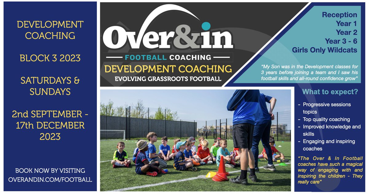 Don't Miss Out - Book Now For Over &amp; In Development Football Coaching ⚽ - mailchi.mp/overandin.com/…