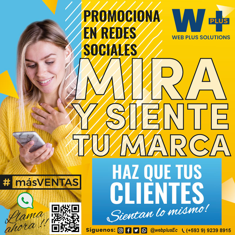 WebPlusEc's tweet photo. Ahora tus consumidores ven y sienten tu marca. Estamos a una llamada de distancia para asesorarte de principio a fin
☑️WhatWhatsApp https://t.co/oeqcJMx1K8
☑️Las redes sociales herramienta poderosa para aumentar percepción de marca
☑️Desarrollamos estrategias, objetivos y metas https://t.co/uygDB56qcj