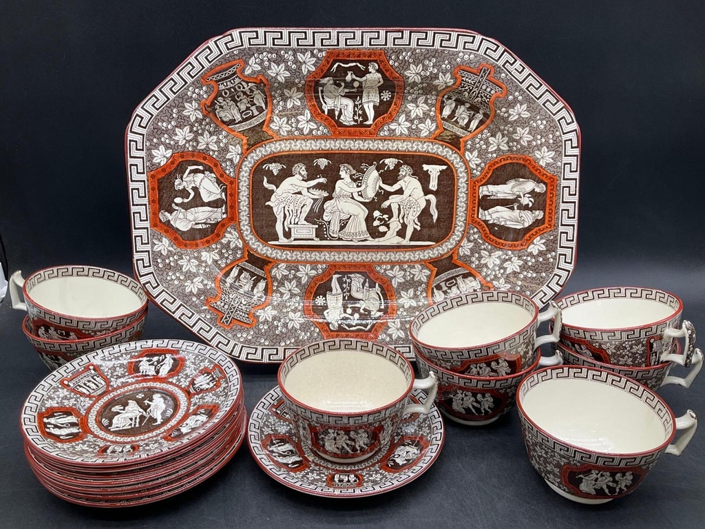 briggsauction's tweet image. Lot 260 in our current Discovery Auction features this partial set of Spode transferware china in the Greek pattern. Head over to our website or app now to bid before the auction closes tomorrow! #FinditatBriggs #SpodeChina #AuctionFind #BriggsAuction

briggsauction.bidwrangler.com/ui