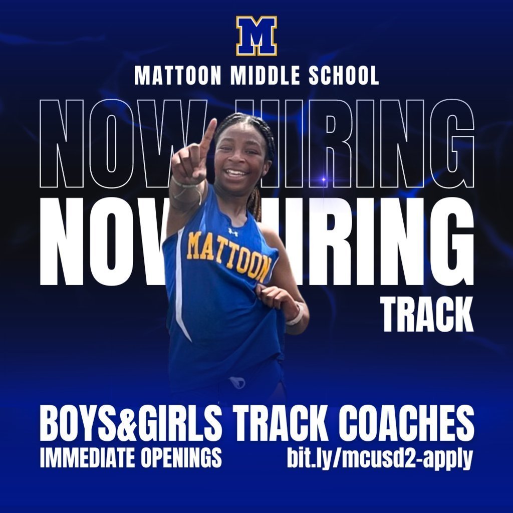 MattoonCUSD2's tweet photo. 📣NOW HIRING Middle School Coaches! 📣

👟 Boys &amp; Girls Track
🏀 Boys Basketball
🏐 Volleyball

Apply here👇
https://t.co/Uqg2TjUstn https://t.co/JmPukvNz2S