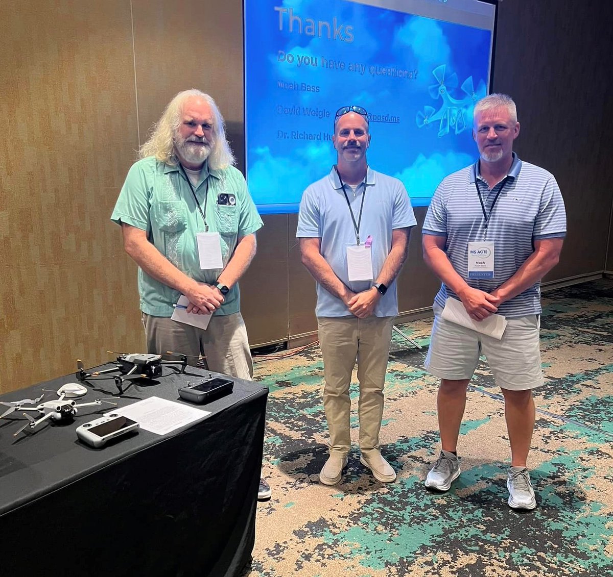 LeeCoSchools_MS's tweet photo. Lee County CTE teacher Noah Bass (pictured right) teamed up with other Unmanned Aerial Systems instructors to present at the MS ACTE Conference. Together, they shared an overview of the program, curriculum, and drone competitions.
#findingfutures
#EducateServeInspire https://t.co/Of3WWYKnF9