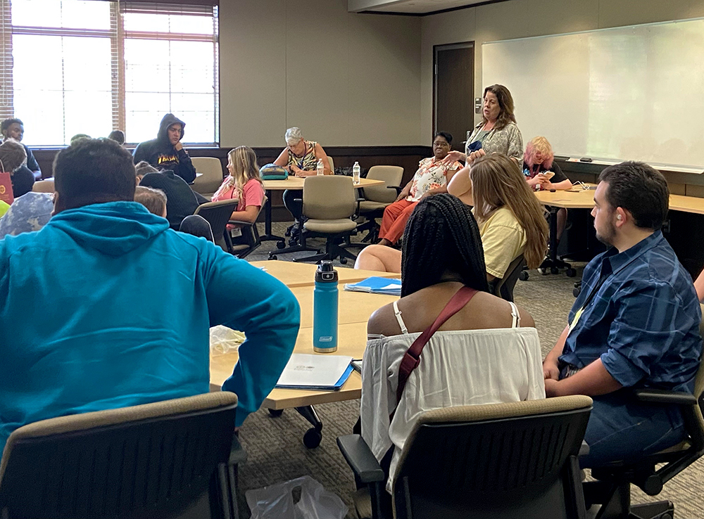 Abletrust's tweet photo. #TBT to last week's Florida Youth Leadership Forum at FSU! VR techs Michelle and Sheryl did a great job prepping the students for job interviews, and our volunteers enjoyed conducting mock interviews with these future professionals. @FloridaYLF @EducationFL #YLF #FloridaHSHT https://t.co/EzXldwgVHU