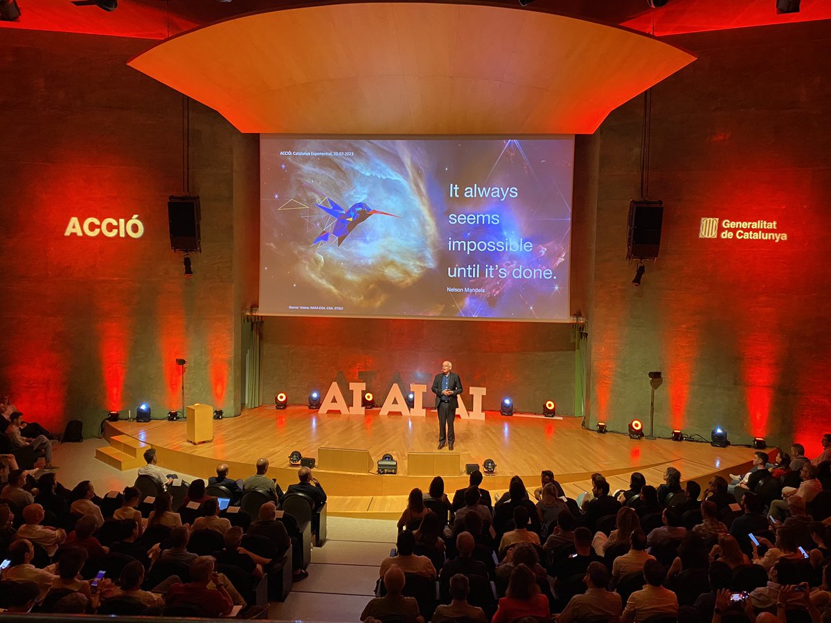 Barbara_Mayoral's tweet photo. It’s been fantastic listening to @volansjohn in #Barcelona again talking about the need of a systemic change and the horizons of the #sustainability revolution, and how the #AI can contribute to achieving its goals. #ExponentialDay23 https://t.co/qzt1njYdE6
