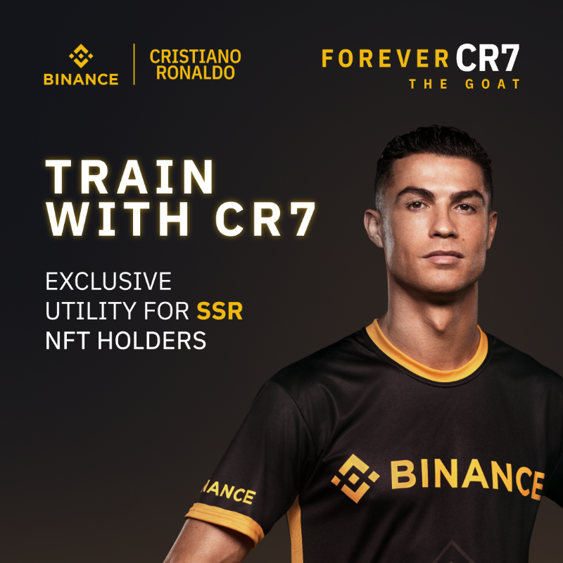 binance's tweet photo. A training session like no other.

Holders of the rarest ForeverCR7: The GOAT NFTs will be able to train with @Cristiano Ronaldo in-person.

Here's a first look at what they'll get up to 👉