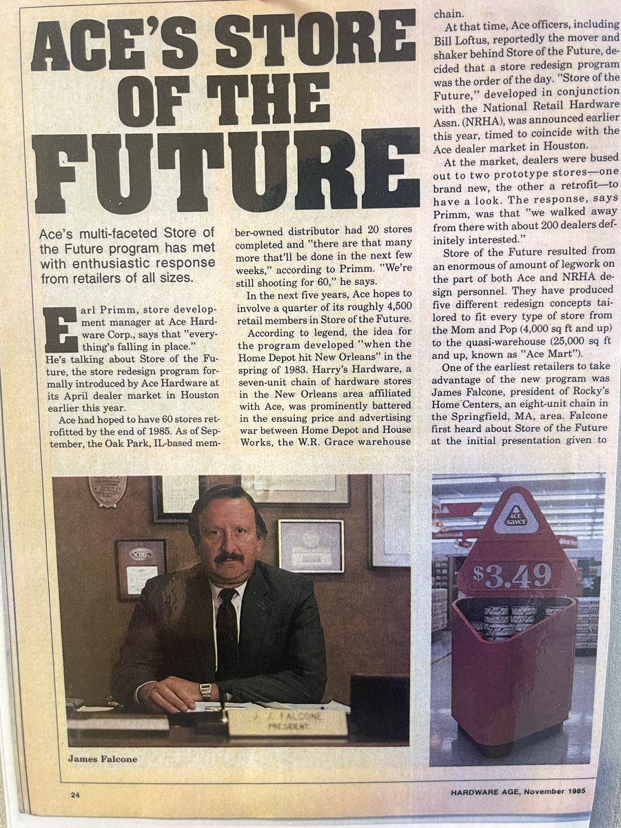 Throwback Thursday to a 1985 article with James Falcone, president of Rocky's Home Centers. Rocky's was known as "Ace's store of the future" with 8 locations in counting!