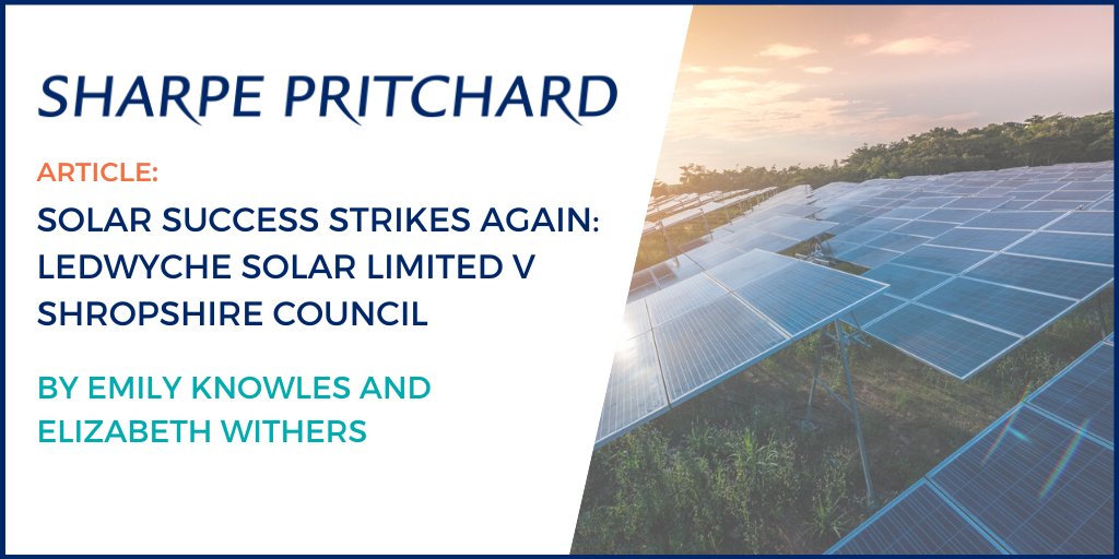 On 7th July 2023, Ledwyche Solar Ltd secured planning permission on appeal for the construction of its proposed #solarfarm. We review the decision in full and explore the significance of the decision.

For further info click the link: bit.ly/3rFI8AS

#planninglaw