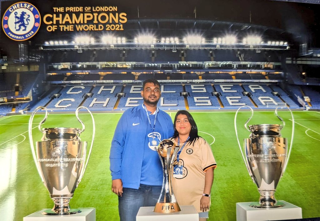 ChelseaIndia's tweet photo. A dream come true for the Blues from Valsad ๐
CISC Valsad members Angie Fernandes and Saisten Jesus were at the Bridge last day and had the best time of their life at our home ๐ฅณ
#CFC #ChelseaIndia #CISCGlobal https://t.co/C86AK7JotU