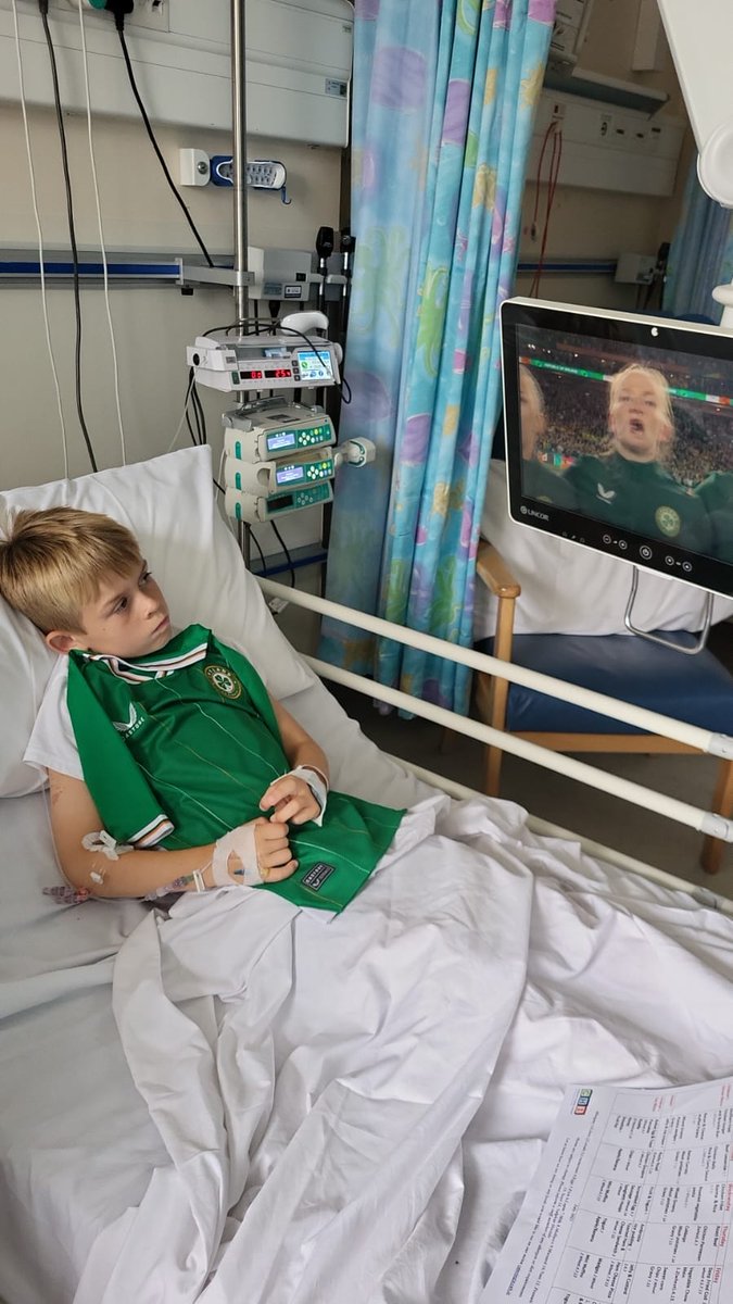 Iano_Cullen's tweet photo. @Katie_McCabe11 Thomas Cullen supporting the Girls in green from Temple Street this mornin. Great performance to take into the next game  #COYGIG @FAIWomen @IrelandFootball https://t.co/Wv52JlNq9Z
