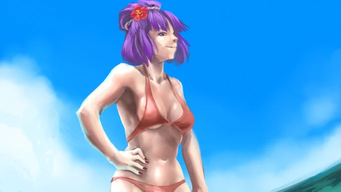 #深夜の真剣お絵描き60分一本勝負  水着ウィーク 神奈子様
