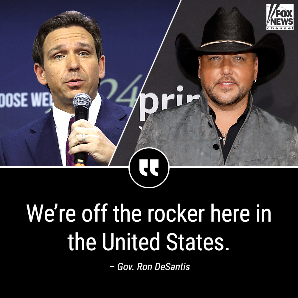FoxNews's tweet photo. 'GIVE ME A BREAK': 2024 hopeful @RonDeSantis roasts the left's efforts to cancel Jason Aldean as the country star's song soars to No. 1. https://t.co/02uOCrWXLG