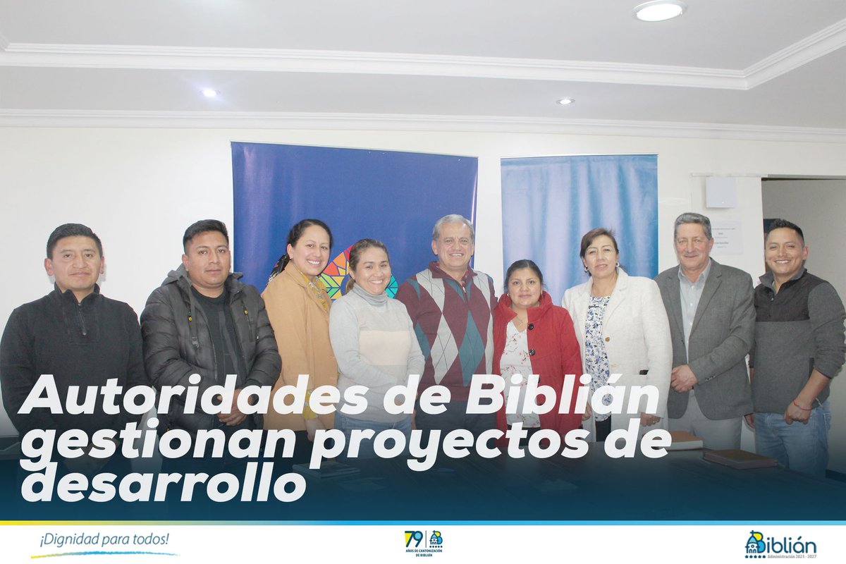GADBiblian's tweet photo. La alcaldesa de #Biblián @ameliaidrovo, los concejales y presidentes de los GADS Parroquiales de #Nazón, #Jerusalén, #Turupamba y #Sageo, gestionan varios proyectos de desarrollo cantonal en la @PrefecturaCanar https://t.co/Yj2R0kB9O9