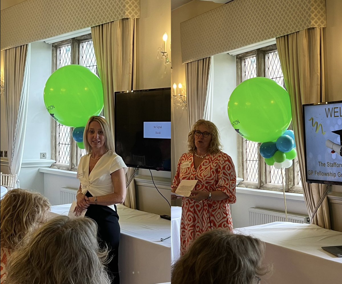 StaffsTH's tweet photo. The Staffordshire Training Hub (STH) GP Facilitator, Dr Donna Turfrey and STH Clinical Director Dr Sheena Gibson introduce our guest speakers…#goteam #STHTeam #graduation2023 #GPFellowship https://t.co/yYyYRu7vYd