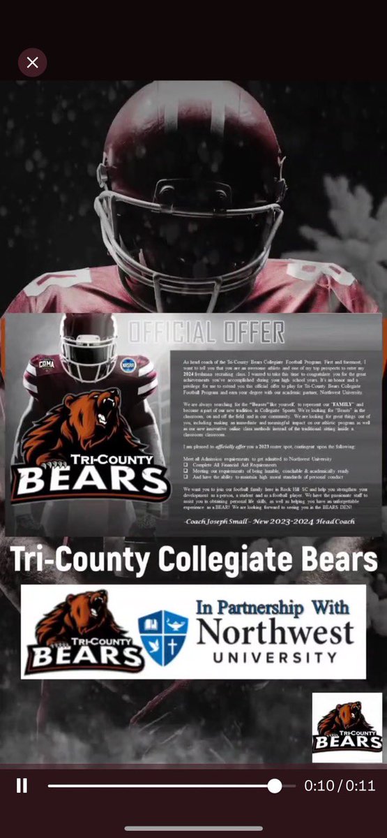 luld1darrien's tweet photo. #AGTG After a great conversation with the Coach I'm blessed to receive my second offer from @TriCountyNWU3 @JohnRobinette13 @ForestParkBruin https://t.co/cgsSaSNScp
