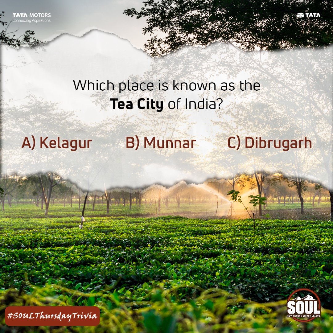 TataMotors_Cars's tweet image. It&apos;s &apos;test your knowledge&apos; hour! ⏰😉 ​

​Hint: It is situated in a valley on the Brahmaputra river. ​

​Comment your answers below.​​
​
#DriveWithSOUL #SOULThursdayTrivia #ConnectWithSOUL #TataHarrier #TataSafari #Quiz #TataMotorsPassengerVehicles