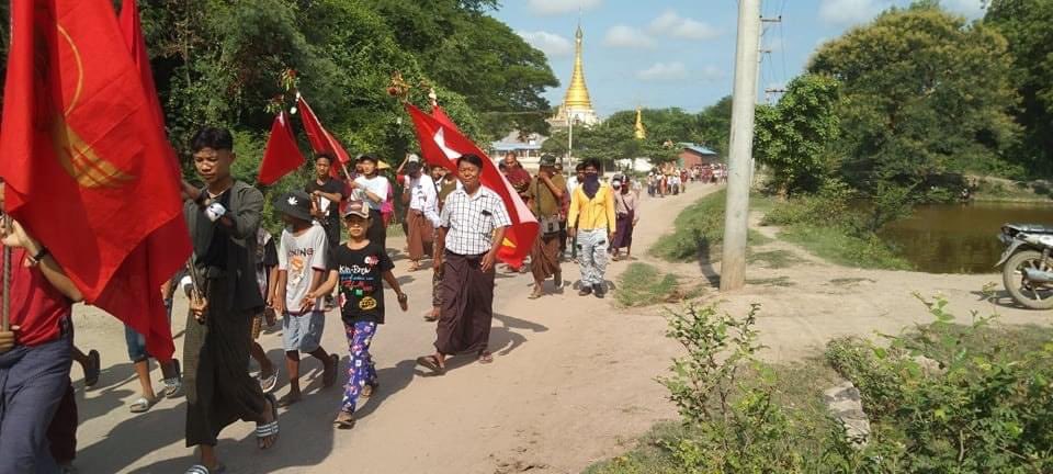 YuMay111's tweet image. A protest against military dictatorship was demonstrated by pro-democracy activists in 
#Budalin today. 
#WarCrimesOfJunta 
#2023Jul20Coup #WhatsHappeningInMyanmar