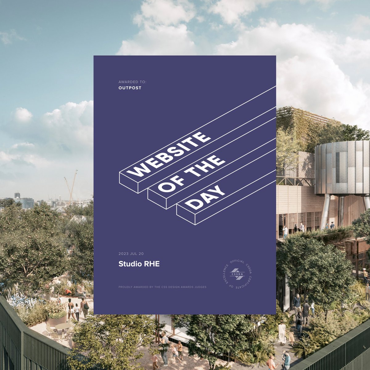 Great to pick up SOTD on <a href="/cssdesignawards/">CSS Design Awards</a> for the Studio RHE site. Thanks 🙏 
<a href="/outpost_design/">Outpost</a> <a href="/alpacka_studio/">Alpacka</a>