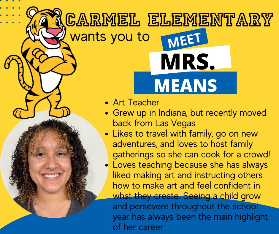 Welcome to our CE Family, Mrs. Means!