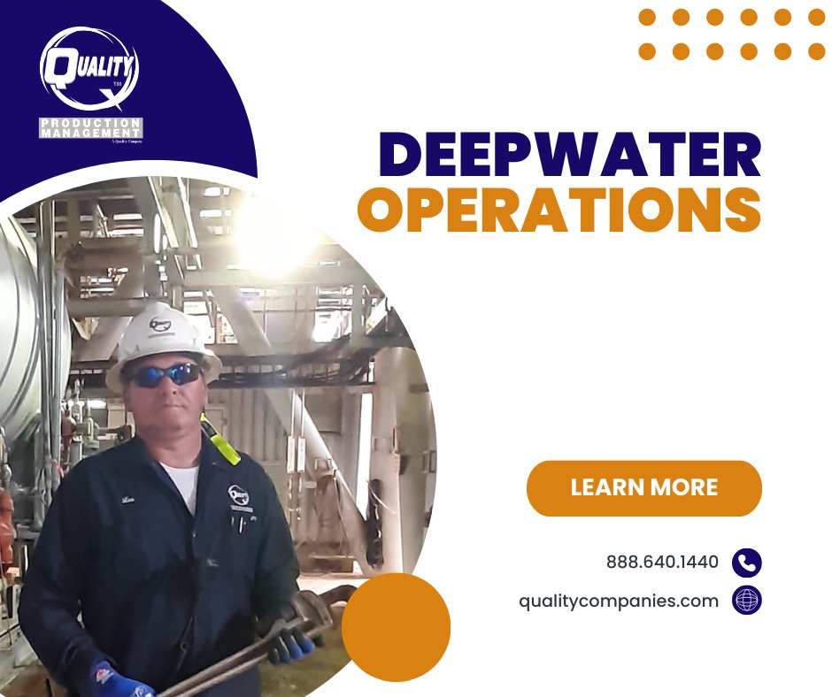 QualityProdMgmt's tweet image. Quality Production Management offers supplemental labor services to assist with your deepwater operations, from deck operators to control room operators. Contact us today for more information. #qpm #oilandgas #deepwateroperations #supplementallabor #operators