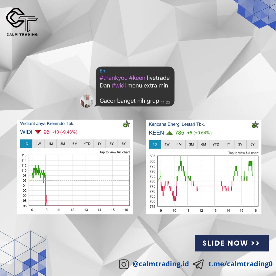 Ingin cuan trading? Ingin cepat kaya?  Yuk Follow Calm Trading. Cek link di Bio Kami yaa untuk join Trading bareng.

#Saham #tradingsaham #belajarsaham #sahamindonesia #IndonesiaBangkit