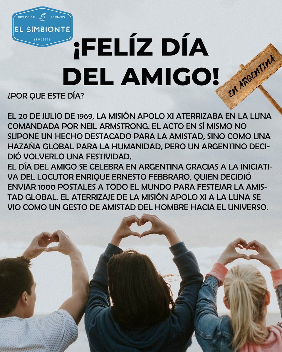 📅20 de Julio
𝐃í𝐚 𝐝𝐞𝐥 𝐀𝐦𝐢𝐠𝐨 𝐞𝐧 𝐀𝐫𝐠𝐞𝐧𝐭𝐢𝐧𝐚

💻 elsimbionte.com
📷 Freepik
.
.
#DiaDelAmigo #Argentina #DíaDeLaAmistad #ApoloXI #ApolloXI