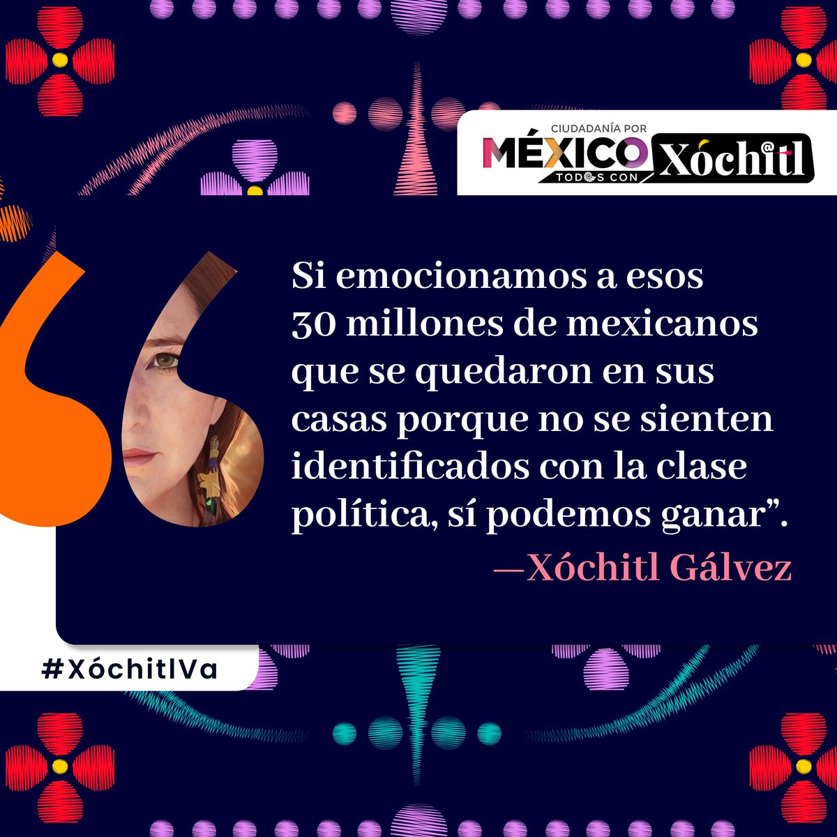 Ciudadaniaxcoah's tweet photo. “Si emocionamos a esos 30 millones de mexicanos que se quedaron en sus casas porque no se sienten identificados con la clase política, sí podemos ganar”: Xóchitl G��lvez

#XóchitlVa
#MéxicoMereceMás
#CiudadaníaPorMéxico https://t.co/6ZkPh7PhWd