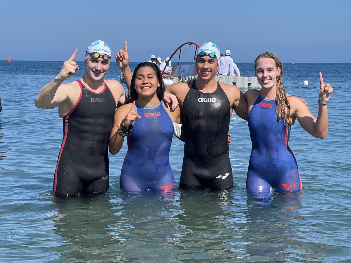 #AguasAbiertas 🏊🏼‍♀️ ¡Romina Imwinkelried, Mayte Puca, Guillermo Bértola y Gian Franco Turco son campeones suramericanos de playa en relevos mixto! 🥇☝🏻

#EquipoARG 🇦🇷 #ArgentinaEnSantaMarta2023
