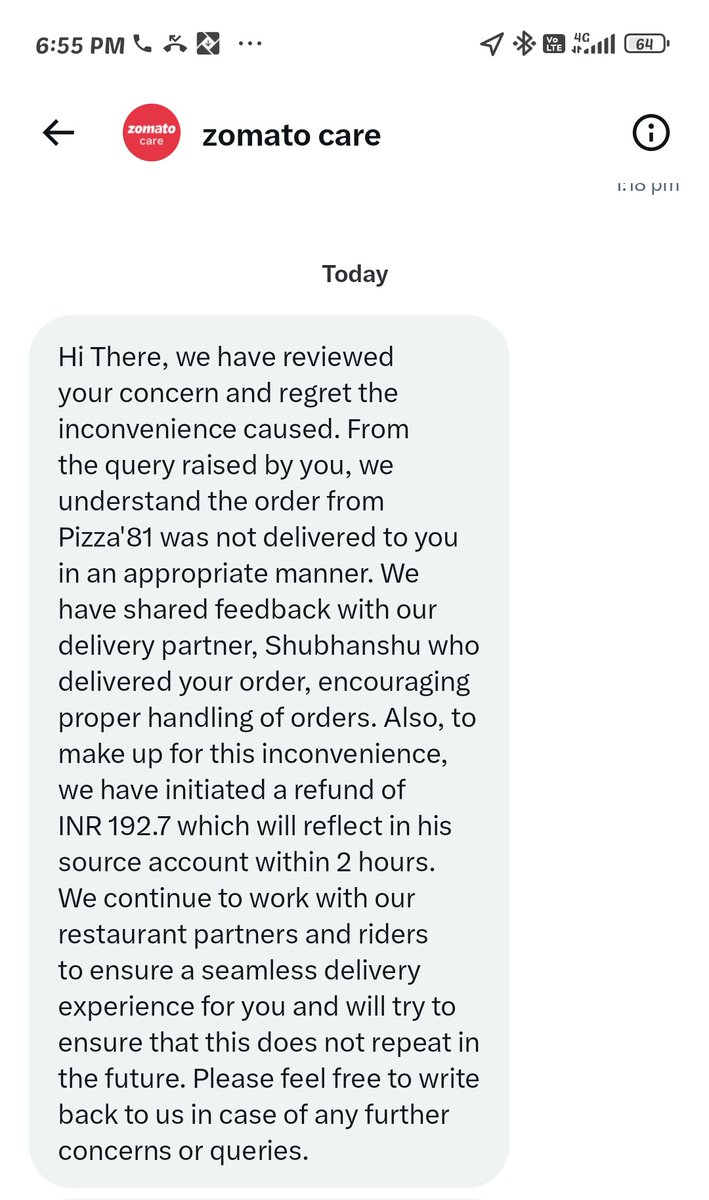 MiniyaRapper's tweet photo. After this there was no further reply 
@deepigoyal @pankajchaddah @zomato @zomato https://t.co/7y9wUKVt4k