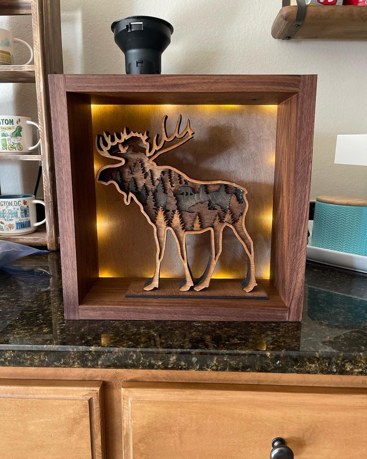 This 3D moose piece is made up of layers of laser printed wood. Can you guess how many? Count the moose for the answer. 🦌 🦌 🦌 🦌 🦌 🦌 🦌 IG: shotgunssawworks Bring your creations to life: bit.ly/3Sn698W