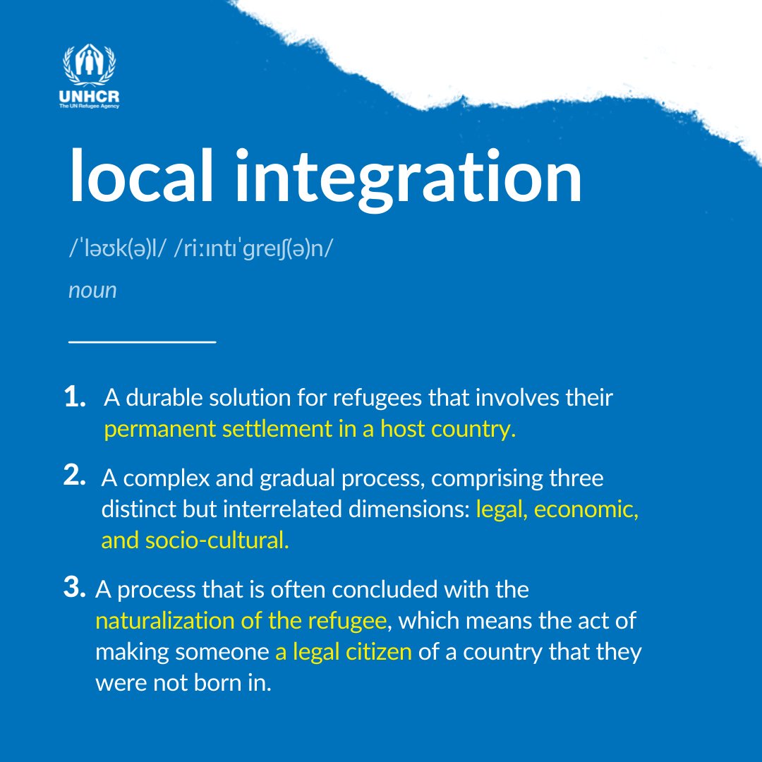 UNHCRUK's tweet photo. Without the possibility to return safely or be resettled, local integration helps ensure that refugees can build new lives in their country of asylum. 💙 #ForcedToFlee #WithRefugees https://t.co/9wGPr4ub4Q