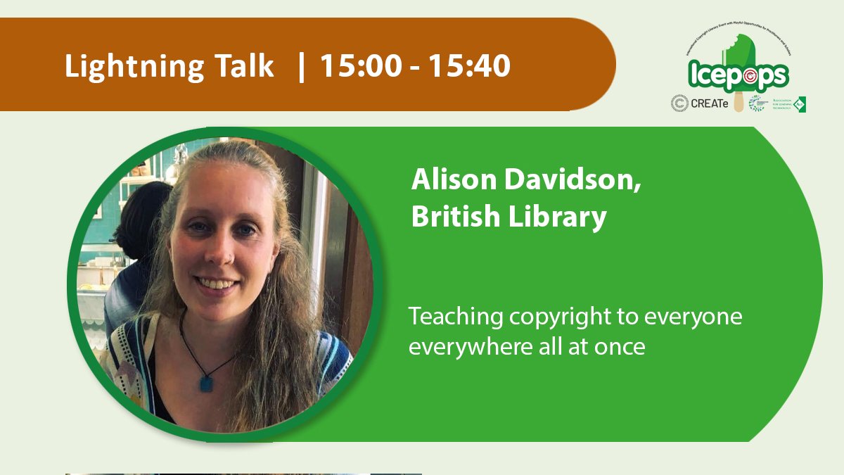 ALTCoOLSIG's tweet photo. Alison Davidson, discussing how she led copyright training to be delivered all staff at the British Library lost pandemic #icepops23 https://t.co/3JzrCviWQd