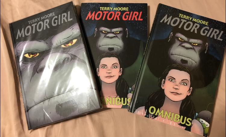M00NLIGHTSTUDI0's tweet photo. @TerryMooreArt's #MotorGirl complete run. Hardcover omnibus and #abstractstudiocomics exclusive hardcover, softcover omnibus, both tpb editions and all single issues signed by Terry with 1st and 2nd print of #1 #SamAndMike #USMC #PTSD #War #ComicBook #ComicArt https://t.co/f4dweLOrsX