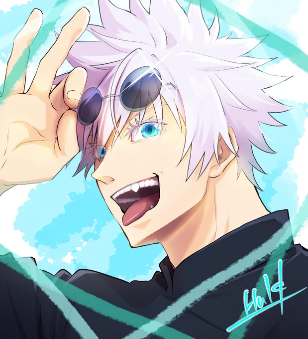 五条描いたよ! 今日のアニメはめんそ～れ回かな? わくわく!