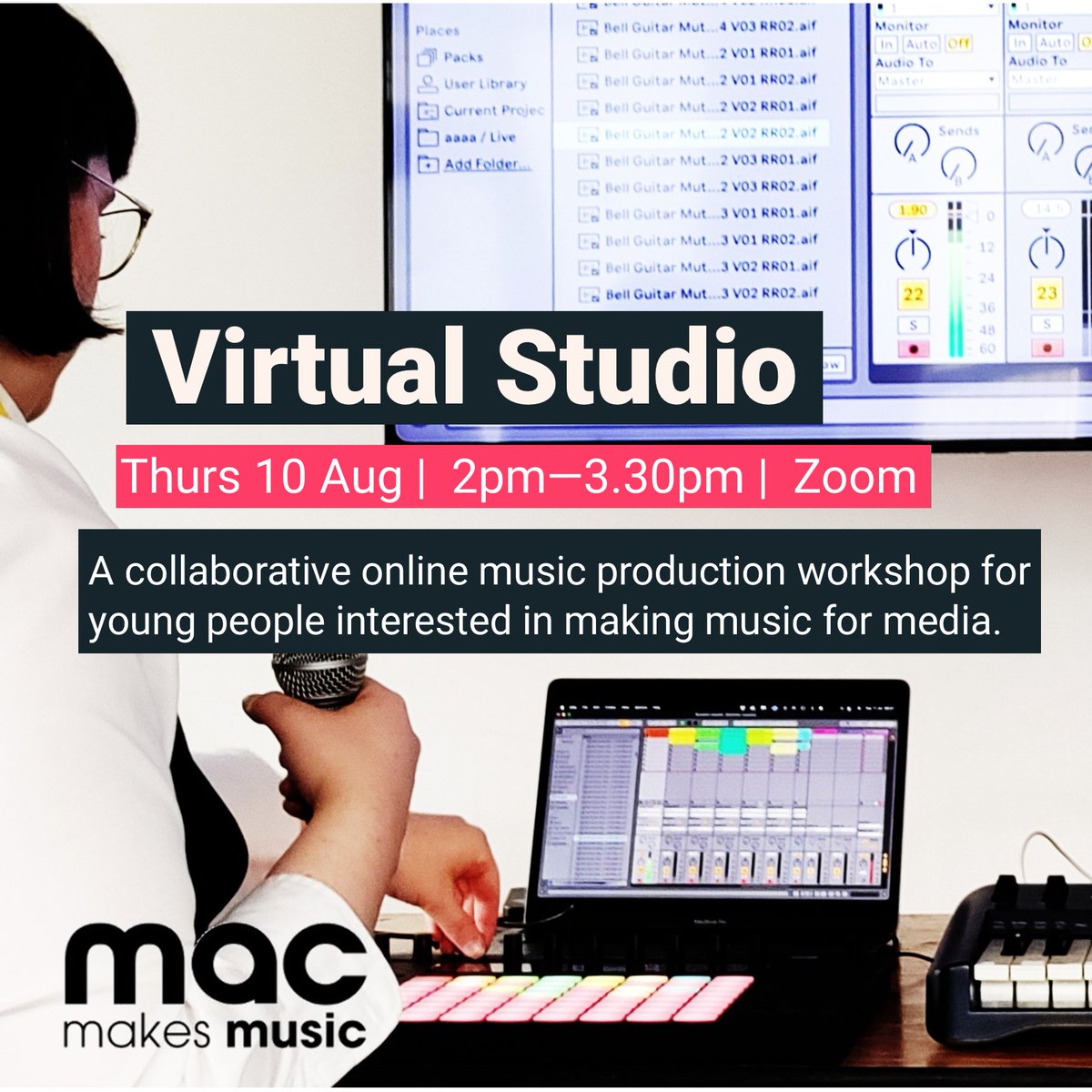 Love listening to soundtracks from your favourite films or video games? Thinking of doing music tech or media studies at college or uni? #VirtualStudio is a collaborative online music production workshop for 13-18s interested in making music for media. rb.gy/hj3b4