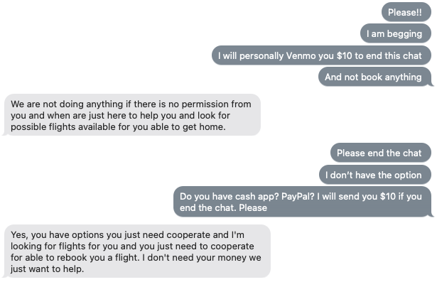 anthonygentile's tweet photo. The @Delta messaging service can be so useless. I spent over 2 hours chatting with them &amp; half their responses don't even make sense. I ask for clarification to what they are saying and get back a word salad. I started asking to just end the chat &amp; things got aggressive &amp; weird https://t.co/ww2h52L4i9