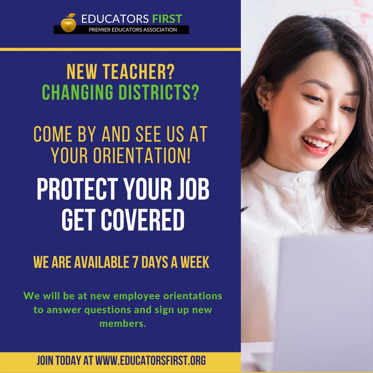 educators1st's tweet image. Are you starting a new job or joining a new district? Be sure to take care of your membership! Come and see us and we can help!