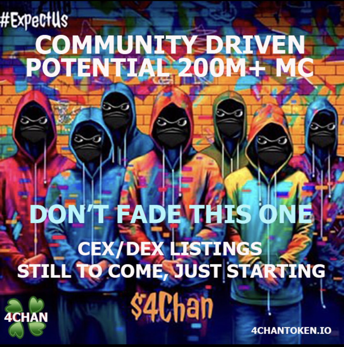 Just want to use this medium to thank all our #4chanfam  who showed up today in the space. Much love guys we are #4chan we never fail.  

Lets go out and preach the gospel of 4chan ☘️

#4chan #4chan_token #4ChanArmy #4chanmovement #4chantoken #Crypto #CryptoNews #CryptoCommunity