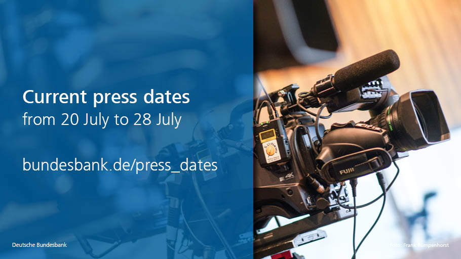 bundesbank's tweet photo. Current #PressDates from 20 July to 28 July, including the press release on #counterfeitmoney and the participation of President #JoachimNagel in the ECB Governing Council meeting next Thursday, followed by a #PressConference. πhttps://t.co/IO24egSCNO #ECB #MonetaryPolicy https://t.co/P2qWKgPqQi