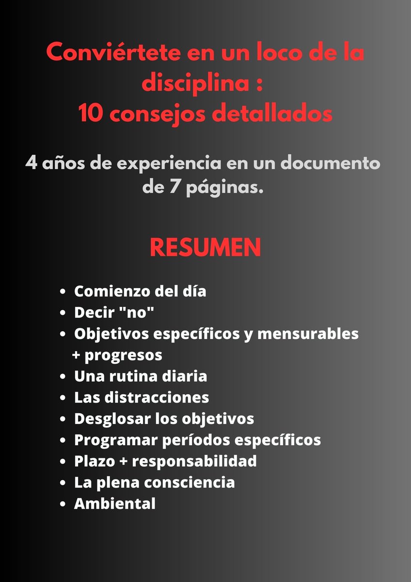 Yo era un gran procrastinador🫤

Me convertí en un monstruo de la disciplina💪

¿Cómo?

Aplicando estos 10 consejos👇

Que escribí en un ebook GRATIS 48 horas🧵

RT + Follow + Comenta "disciplina" y se lo enviaré por DM🎁