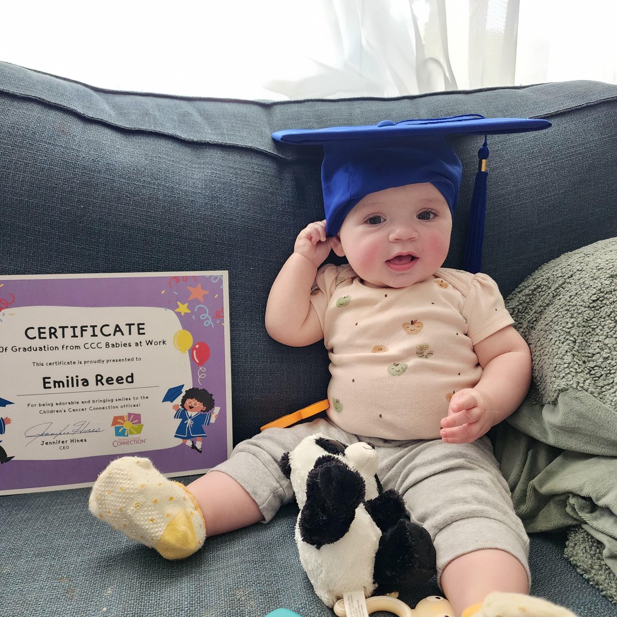 ccc_iowa's tweet photo. CCC wishes Miss Emilia a happy graduation from the Babies at Work program! Emilia has been working from home with her mom Camp Director, Jourdan Reed. Emilia joins her brother William as a graduate and is our sixth baby in the program. Congrats, Emilia! #babiesatwork #ccc https://t.co/t6B22KzDiG