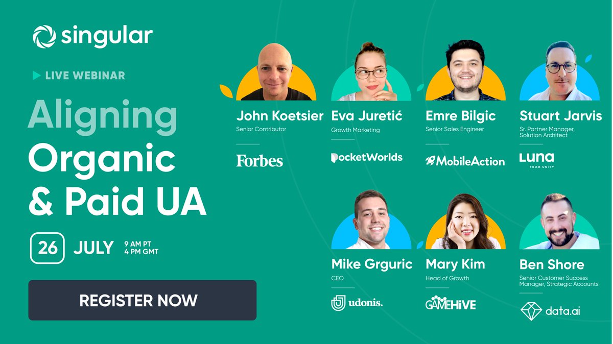 🚀 Paid and organic user acquisition - a dynamic duo in your growth strategy! Uniting them drives insights and optimizes budgets. But you have questions! 
 Join the live session: "Aligning Organic and Paid UA," where we'll answer all. 
Save your spot now: bit.ly/44RLHm1