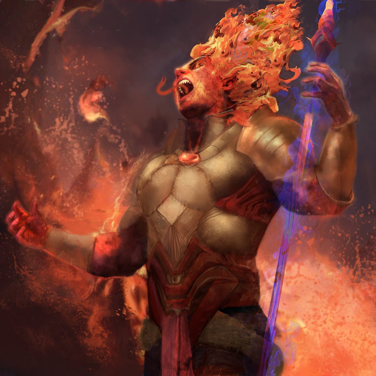 FJ__Sanchez's tweet photo. Meet Baldoroth, Primordial of Void and Fire, the main antagonist of the #riseoftheunbroken as interpreted by the incredibly talented artist NowekArt Krystyna Nowek. https://t.co/FGFBEc2cCB