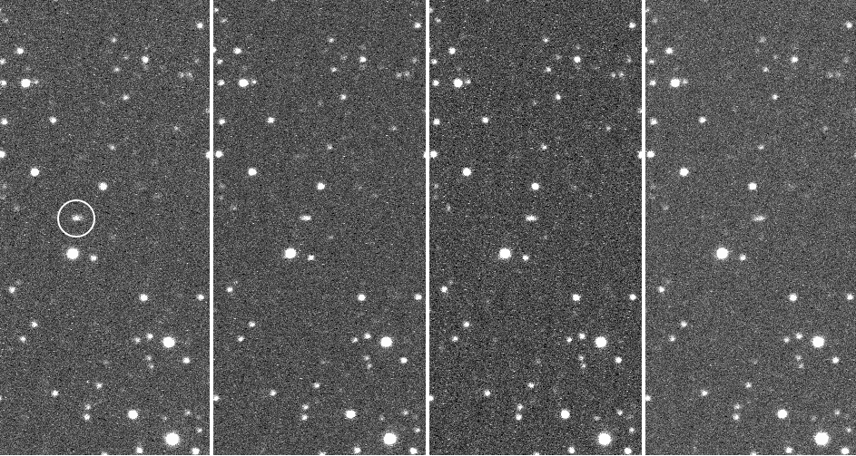 NGC3314's tweet photo. Quick look between galaxy series from @SARA_Obs La Palma: #esaeuclid @ESA_Euclid continues toward L2, range 1.18 million km in these 1-minute exposures. https://t.co/iK0Bho5zse