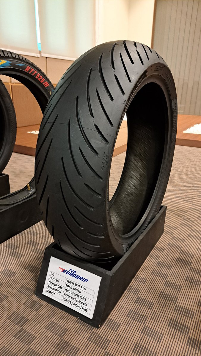carandbike's tweet image. We are in the temple city of Madhurai at the @TVSEurogrip factory to check out the new #RoadHound road-biased touring tyres for bikes upto 600 cc. And we will be testing them tomorrow. Stay tuned…