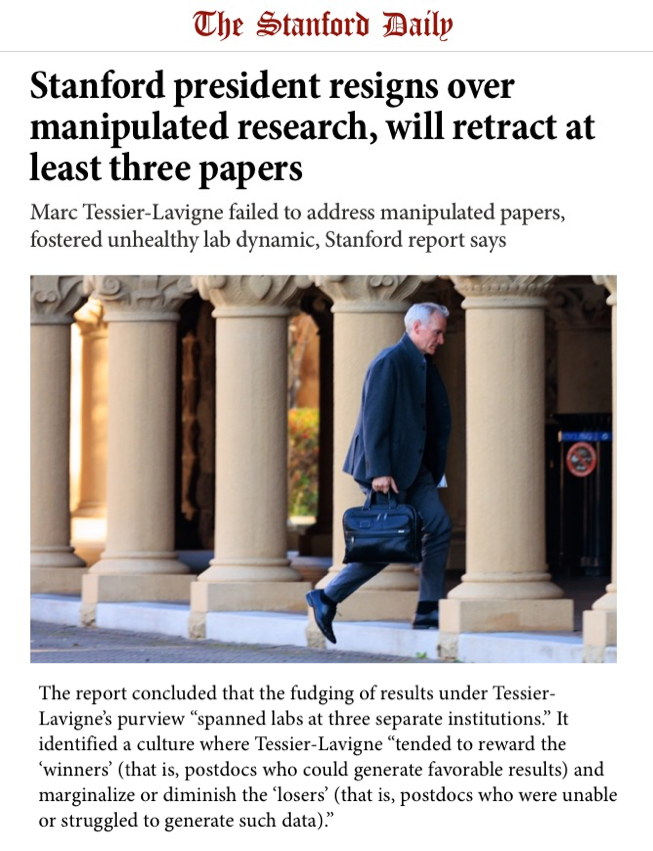 Not able to produce “favorable results” in the lab? You are a “loser”. Stay in the shadows of those who can bring cool data to the Big Prof. Sounds familiar? It's not only about this case at Stanford. It's about academic culture in general: - Keep pushing for metrics.…