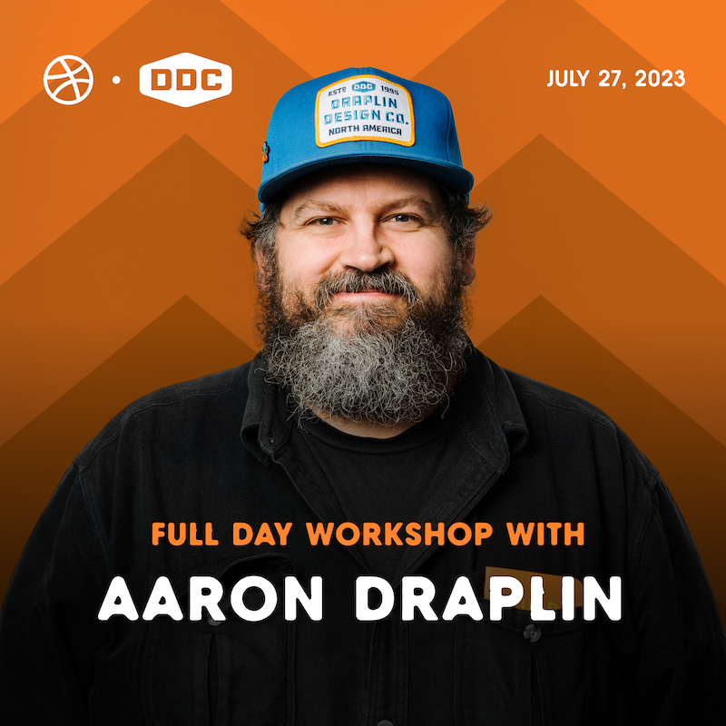 dribbble's tweet photo. 📣 ONE WEEK LEFT: Tickets for Aaron @draplin's full-day #DribbbleWorkshop are selling out quickly. Don't miss this rare opportunity to learn from Aaron live, in one of the few interactive workshops he’s hosting this year!  👉 https://t.co/J3UfPf0VBO https://t.co/hUjluTGlrv