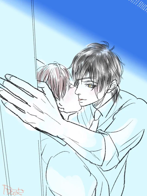 モブになって燭台切に見せつけられたい願望を描いた(燭へし)なお繰り返し描いてるシチュエーション 